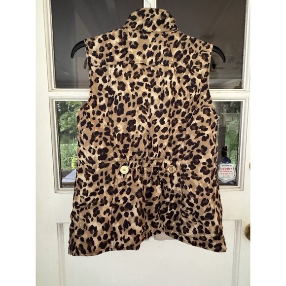 Charter Club Reversible Vest Animal Print / Beige Soft Pockets Quilted Zip Sz S - Picture 10 of 13